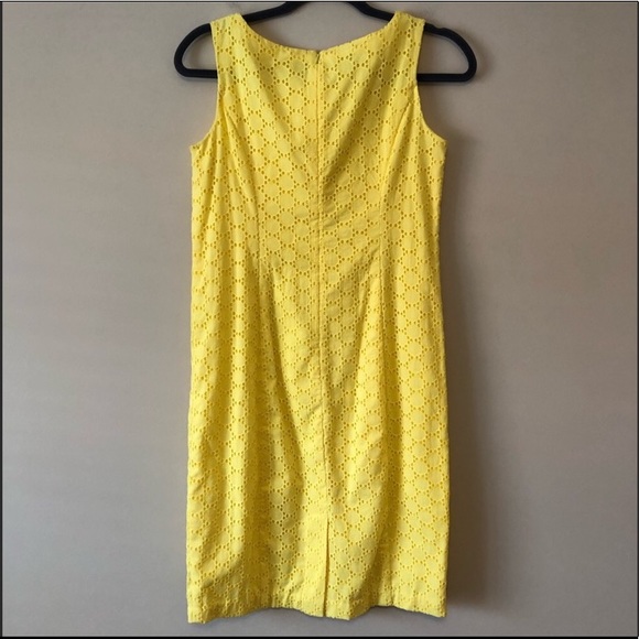 Talbots Cheerful Yellow Eyelet Shift Dress 4p - Picture 5 of 5